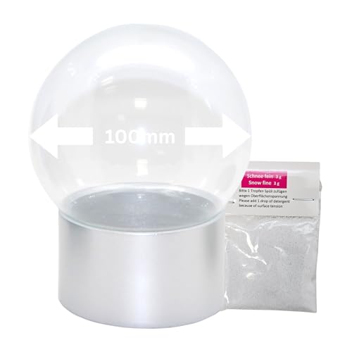 Snowglobe for You | Bastelset DIY Schneekugel mit 1 x Schnee | Do it Yourself mit Glaskugel und Polyresinsockel Silber | 100mm Durchmesser 120 mm Höhe | individuell Schüttelkugel Glitzerkugel | 40071 von SNOWGLOBE for you - DO IT YOURSELF