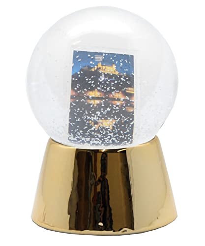 Snowglobe for You 40074 Foto-Schneekugel Glas gefüllt Fotorahmen mit Porzellansockel Gold glänzend 100 mm Durchmesser von SNOWGLOBE for you - DO IT YOURSELF