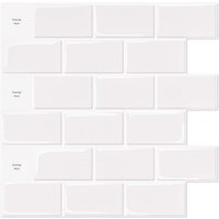 10er-Pack selbstklebende Fliesen in Weiß "Subway", selbstklebende Küchen- und Badezimmerrückwand, selbstklebendes 3D-Ziegel-Vinylpapier, 30 x 30 cm von SNQ