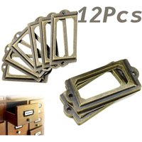 12 Stück Antik Messing Box Label, Möbelgriff, Möbelschrank Schubladenbox, Metall Pull Frame Griff Datei Visitenkartenhalter von SNQ