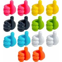 SNQ - 14er-Pack selbstklebende Daumen-Wandhaken – Multifunktions-Wandhaken – selbstklebende Silikonhaken – Mini-Daumen-Kabelclips – selbstklebender von SNQ