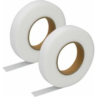 SNQ - 2 x weißes Saumband zum Aufbügeln, 2 cm x 64 m, doppelseitiges, schnell aufbügelbares Band für Stoffvorhänge zum Verstärken von Kleidung und von SNQ