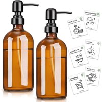 2er Pack Seifenspender aus Bernsteinglas, 500 ml nachfüllbarer Seifenspender 2er Pack Seifenspender aus Bernsteinglas, 500 ml nachfüllbarer Seifenspender von SNQ