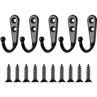 5 Stück schwarze Wandhaken, Kleiderhaken zur Wandmontage, Retro Kleiderhaken mit Schrauben (schwarz) von SNQ