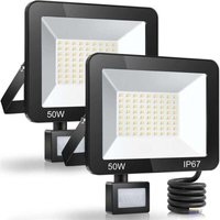 50-W-LED-Flutlicht für den Außenbereich mit Bewegungsmelder, 2er-Pack, IP67 wasserdichter LED-Strahler mit Sensor, 5000 lm, 7000 K kaltweiße von SNQ