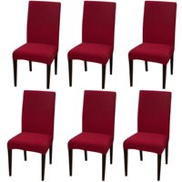 6er-Pack Stretch-Stuhlhussen für Esszimmerstühle, Burgunderrot, einfarbig, Stretch-Stuhlhussen 6er-Pack Stretch-Stuhlhussen für Esszimmerstühle, Burgunderrot, einfarbig, Stretch-Stuhlhussen von SNQ