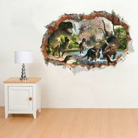 Aufkleber für Dinosaurier-Wand am Fluss, 3D-Wandbild, selbstklebend, 3D-Effekt, spezieller 3D-Effekt an der Außenseite der Wand, rissige Dekoration, Aufkleber für Dinosaurier-Wand am Fluss, 3D-Wandbild, selbstklebend, 3D-Effekt, spezieller 3D-Effekt an der Außenseite der Wand, rissige Dekoration, von SNQ
