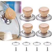 Deckelknopf aus Holz, Universal-Ersatzknöpfe, Deckelknöpfe, Küchenutensilien-Ersatz-Universalknöpfe, für die meisten Topfdeckel-Ersatzteile, 4 Stück von SNQ