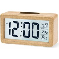 SNQ - Digitaler Wecker, Nachttischuhr aus Holz mit großem LCD-Display mit Hintergrundbeleuchtung, Temperatur, Schlummerfunktion, Helligkeitssensor, 3 SNQ - Digitaler Wecker, Nachttischuhr aus Holz mit großem LCD-Display mit Hintergrundbeleuchtung, Temperatur, Schlummerfunktion, Helligkeitssensor, 3 von SNQ