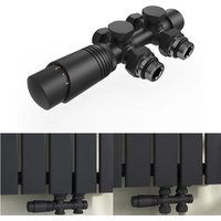 Heizkörperablaufventil, Set für Heizkörperanschluss mit Thermostat 50mm Heizungszubehör Winkel- und Durchgangsform anthrazit Wandanschluss Heizkörperablaufventil, Set für Heizkörperanschluss mit Thermostat 50mm Heizungszubehör Winkel- und Durchgangsform anthrazit Wandanschluss von SNQ