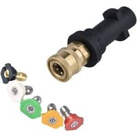 Hochdruckreiniger-Adapter für Kärcher K2 K3 K4 K5 K6 K7 Krcher-Pistolen, 1/4-Zoll-Schnellanschlussbuchse, mit 5 Mehrwinkel-Kraftdüsen von SNQ