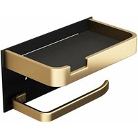 Kzq Toilettenpapierhalter zur Wandmontage mit Telefonablage, moderner gold-schwarzer selbstklebender Toilettenpapierrollenhalter für Badezimmer von SNQ