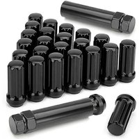 SNQ - M14x1.5 Radmuttern 24 Stück 14mmx1.5 7 Spline Drive Awl Acorn Cone Radmuttern 2 Zoll lang schwarz mit 2 von SNQ