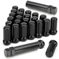 M14x1.5 Radmuttern 24 Stück 14mmx1.5 7 Spline Drive Awl Acorn Cone Radmuttern 2 Zoll lang schwarz mit 2 von SNQ