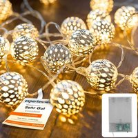 Marokko led Lichterkette - Gesamtlänge 3 Meter 30 3AA Batteriebox warmweiße led - Marokko Lichterkette orientalischer Stil Silberkugel von SNQ