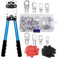 Mehrschichtige elektrische Crimpzange awg 10-0,6-50 mm² Crimpzangenklemmen mit Kupferringklemmen + 60 Stück Schrumpfschlauch-Ratschencrimpung-- von SNQ
