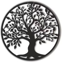 Metall-Wanddekoration mit Lebensbaum-Silhouette, Kunst für drinnen und draußen, Geschenk, Garten, Heimdekoration (schwarz, 40 x 40 cm) von SNQ