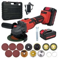 Mulcort Profi-Winkelschleifer, Akku-Winkelschleifer mit 2x4Ah-Akkus und Ladegerät, verstellbarem Zusatzhandgriff, Akku-Metallschleifer zum Schleifen, Mulcort Profi-Winkelschleifer, Akku-Winkelschleifer mit 2x4Ah-Akkus und Ladegerät, verstellbarem Zusatzhandgriff, Akku-Metallschleifer zum Schleifen, von SNQ