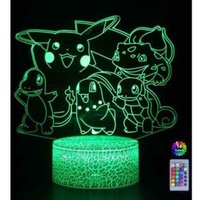 Nachtlicht 3D Pokemon Pikachu Nachtlampe led Nachttischlampe Fernbedienung Touch 16 Farben wechselnder USB-Stecker, von SNQ