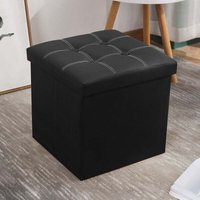Pouf de Rangement Pouf en Simili Cuir Pliable Repose-Pieds carrés Tabourets Table Basse Cube Repose-Pieds siège 38x38x38 cm (Noir) Pouf von SNQ