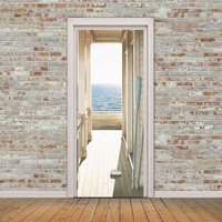 Promotion 2 Stück 3D-Türaufkleber-Effekt, selbstklebend, entfernbar, für Dekoration, Küche, Schlafzimmer, Badezimmer, Wand (38,5 cm × 200 cm) von SNQ