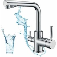SNQ - 3-Wege-Küchenarmatur, 360° Schwenkbare Küchenmischbatterie, Trinkwasser-Küchenarmatur, Küchenspüle Mischbatterie mit gefiltertem Wasserauslass von SNQ