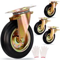 8 Zoll Lenkrolle mit Bremse, 4 Möbelrollen Rad Industrieplatten Transportstützen von SNQ