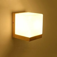 SNQ - Moderne, einfache weiße Glas-Wandlampe im japanischen Stil, kreative E27-Beleuchtung, Holzwürfel, Edison-Wandleuchter, moderne Dekoration, SNQ - Moderne, einfache weiße Glas-Wandlampe im japanischen Stil, kreative E27-Beleuchtung, Holzwürfel, Edison-Wandleuchter, moderne Dekoration, von SNQ