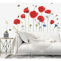 Roter Mohnblumen-Wandaufkleber Schmetterlingsblumen-Wandaufkleber Wanddekoration Schlafzimmer Wohnzimmer Kinder Büro Roter Mohnblumen-Wandaufkleber Schmetterlingsblumen-Wandaufkleber Wanddekoration Schlafzimmer Wohnzimmer Kinder Büro von SNQ
