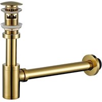 Siphon de lavabo de salle de bain rond en laiton en forme de p de 1,5 pouce avec trop-plein et bouchon de vidange escamotable Hauteur réglable pour Siphon de lavabo de salle de bain rond en laiton en forme de p de 1,5 pouce avec trop-plein et bouchon de vidange escamotable Hauteur réglable pour von SNQ