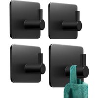 Schwarze Wandhaken ohne Bohren, 4er-Pack, Badezimmer-Klebehaken, wasserdichte, an der Wand montierte Klebehaken, Aufkleber für Toilette, Küche, Büro von SNQ