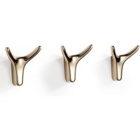 Set mit 3 selbstklebenden Wandhaken in Hornform in Gold für das Badezimmer von SNQ
