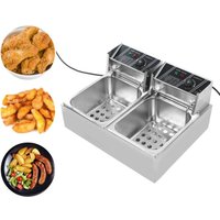 SNQ - Elektrische Fritteuse mit Doppeltrommel und Doppelkorb und Timer, Edelstahl, einstellbare Temperatur, kommerzielles Truthahn-Fritteusen-Set SNQ - Elektrische Fritteuse mit Doppeltrommel und Doppelkorb und Timer, Edelstahl, einstellbare Temperatur, kommerzielles Truthahn-Fritteusen-Set von SNQ