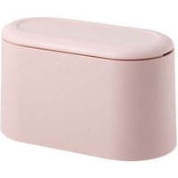 Stück (Rosa) Kleiner Tisch-Mülleimer, Mini-Mülleimer aus Kunststoff für die Küche mit Deckel und Druckknopf, Mülleimer mit Druckknopfverschluss, von SNQ