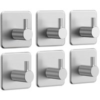 Stück Klebehaken Wandhaken, Wasserdicht Edelstahl Küchenhandtuchhaken, Rostfrei Selbstklebende Haken Ohne Bohren, Silber von SNQ