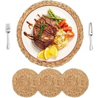 Tischsets, 4er-Set, natürliche Wasserhyazinthe, runde Tischsets, 30 cm, handgewebt, hochwertig, für den Esstisch in der Küche, Restaurant von SNQ