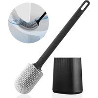 Toilettenbürste, Silikon-Toilettenbürste mit 3-in-1-Multifunktionsbürstenkopf und schnell trocknendem Halter, an der Wand montierte Toilettenbürste von SNQ