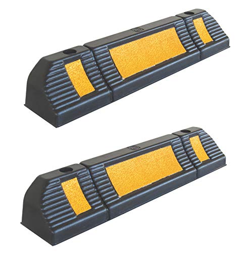 RWS-225 Gummi Radstopp-Parkbegrenzung für gewerbliche und private Parkhäuser, Parkplätze und Privatgaragen, Farbe Schwarz-Gelb, Abmessungen 60x12x10 cm (2er Pack) von SNS SAFETY LTD