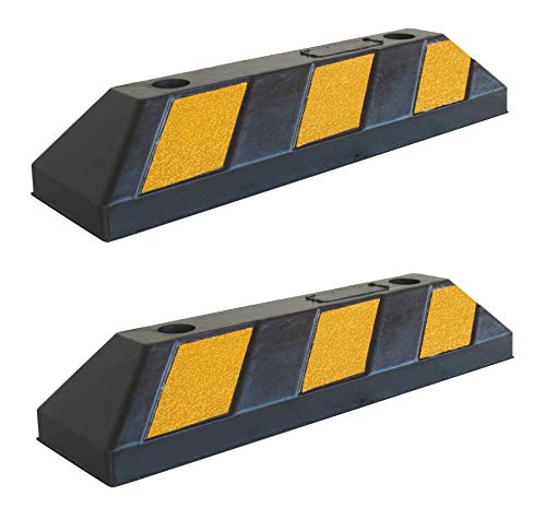 SNS SAFETY LTD Gummi Radstopp-Parkplatzbegrenzung für Parkplätze und Garagen, Farbe Schwarz-Gelb, Abmessungen 55x15x10 cm (2er Pack) von SNS SAFETY LTD