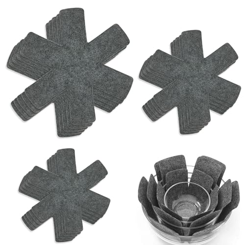 15 Stück Pfannenschutz, Pfannenschoner Filz 38/33/22 cm Topfschutz Stapelschutz Pfannen Schutz Filz für Pfannen Töpfe Schüsseln Schutz vor Kratzer(Grau,3 Größen) von SNSYGN