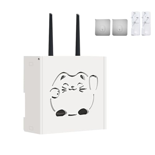Router Schrank, 22 x 8.5 x 20cm Router Box Wandhalterung WLAN Box Verstecken Schwimmender WLAN Regal Aufbewahrungsbox für WiFi-Rack Wanddekoration (Weiß) von SNSYGN