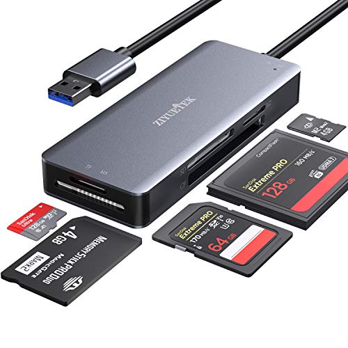 USB CF Card Reader, ZIYUETEK 5 in 1 USB 3.0 Memory Card Reader Adapter 5Gbps Read 5 Cards Simultaneously for SDXC, SDHC, S. von SNUNGPHIR