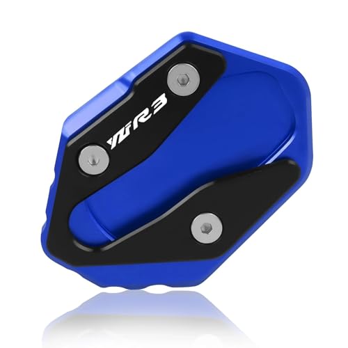 Motorrad Refit Zubehör Pad Für Yamaha YZF R3 R25 2020-2023 Ständer Platte Seite Stehen Fuß Unterstützung Enlarger Erweiterung Ständervergrößerer(Blau,A) von SNWDBH