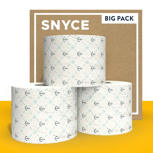 SNYCE Happy Sailor Toilettenpapier mit Anker-Design - 15 Rollen mit extra vielen 300 Blatt je Rolle - soft und reißfest – 3-lagig - plastikfrei verpackt von SNYCE
