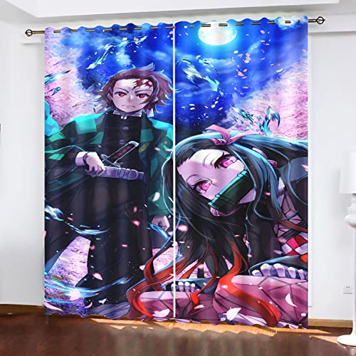 SNcek Demon Verdunkelungsvorhänge, Japan Anime Verdunkelungsvorhang-Set Demon Für Jungen Und Mädchen Kinderzimmer (183x160cm(BxH)/ 91.5x160cmx2,13) von SNcek