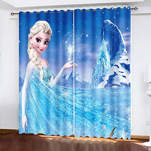 SNcek Frozen Verdunkelungsvorhang-Set, Anime Anna Und ELSA Olaf Vorhänge Blickdicht Für Kinderzimme Wohnzimmer Schlafzimmer Dekoration (100x140cm(BxH)/ 50x140cmx2,5) von SNcek