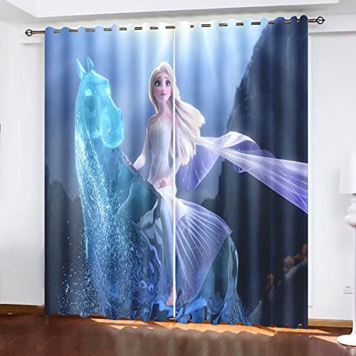 SNcek Frozen Verdunkelungsvorhang-Set, Anime Anna Und ELSA Olaf Vorhänge Blickdicht Für Kinderzimme Wohnzimmer Schlafzimmer Dekoration (150x166cm(BxH)/ 75x166cmx2,1) von SNcek