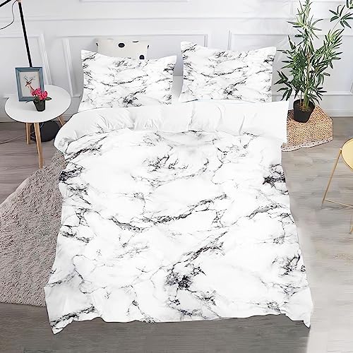 SNcek Marmor Muster Bettwäsche Marmor Optik Print Kinder Duvet Cover,Mikrofibre - Mit Kissenbezug Reißverschluss (135 x 200 cm,2) von SNcek