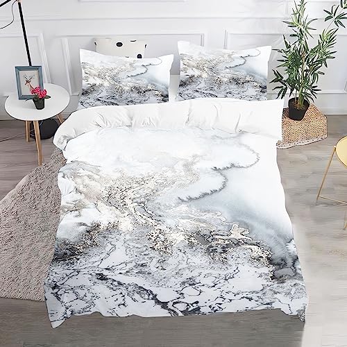 SNcek Marmor Muster Bettwäsche Marmor Optik Print Kinder Duvet Cover,Mikrofibre - Mit Kissenbezug Reißverschluss (135 x 200 cm,8) von SNcek