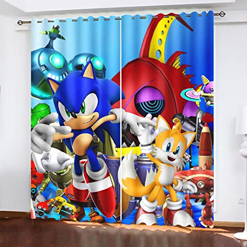 SNcek Sonic Verdunkelungsvorhang Sonic Ösen Für Schlafzimmer, Blickdicht Verdunkelungsvorhang Polyeste Vorhang Für Kinderzimmer (100x140cm(BxH)/ 50x140cmx2,10) von SNcek